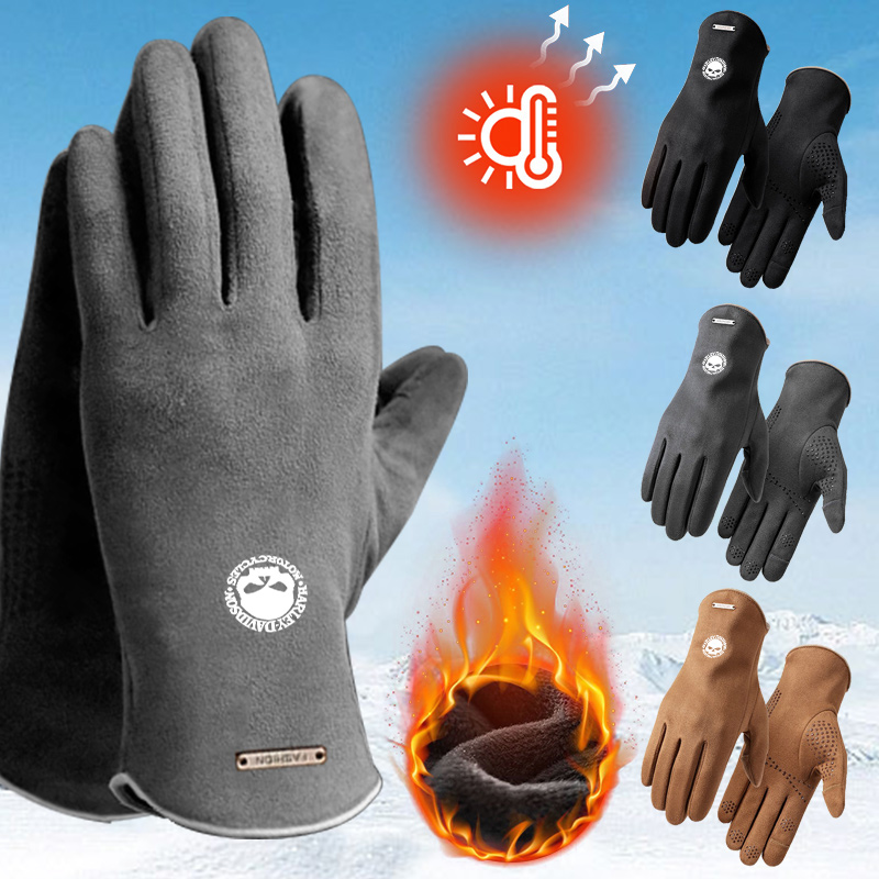 Leather Driving Glove - 2pc Man Winter Warm Gloves For
