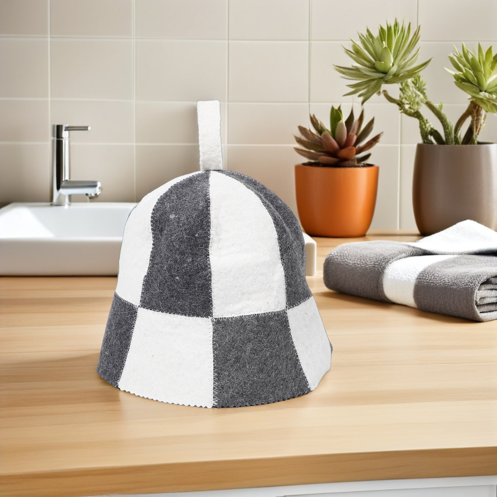 1Set Sauna Kit Felt Hat with M - Heat Resistant Glove ulasan dan harga