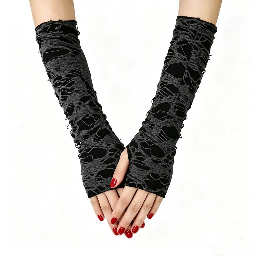 Vintage Long Punk Gloves Dark  - Fingerless Glove Knit ulasan dan harga
