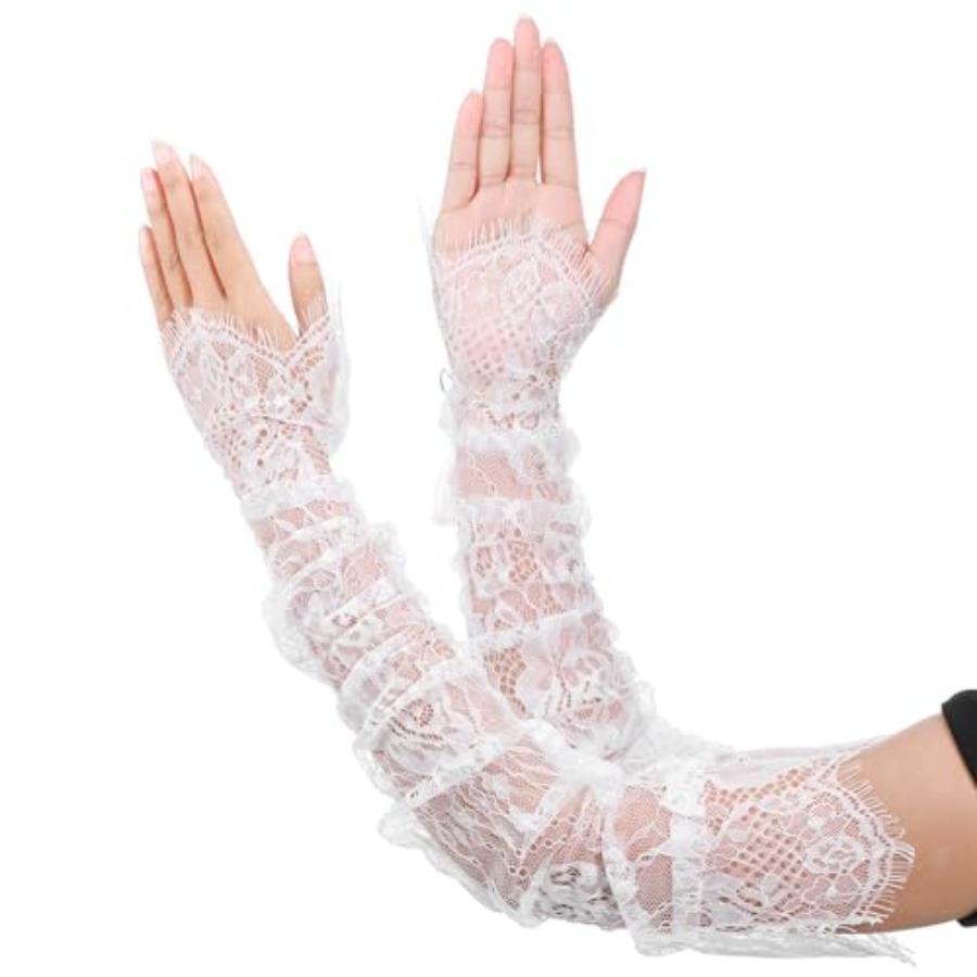 Long Sheer Lace Arm Sleeves Fo - Fingerless Glove Knit ulasan dan harga