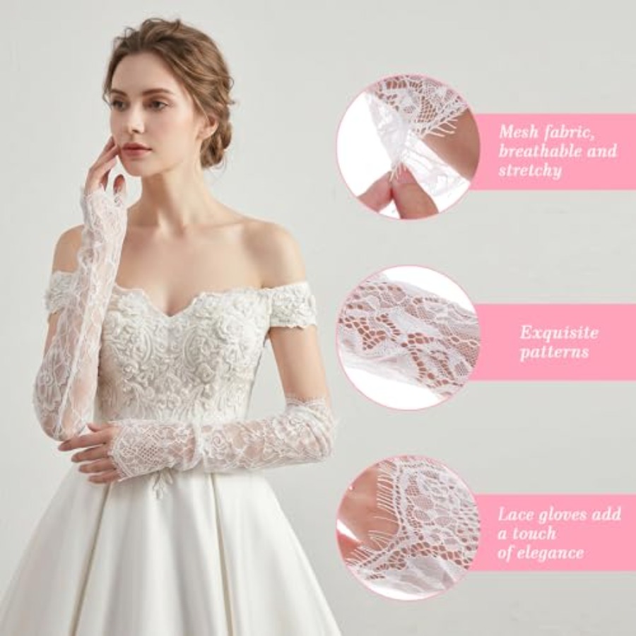 Long Sheer Lace Arm Sleeves Fo - Fingerless Glove Knit ulasan dan harga