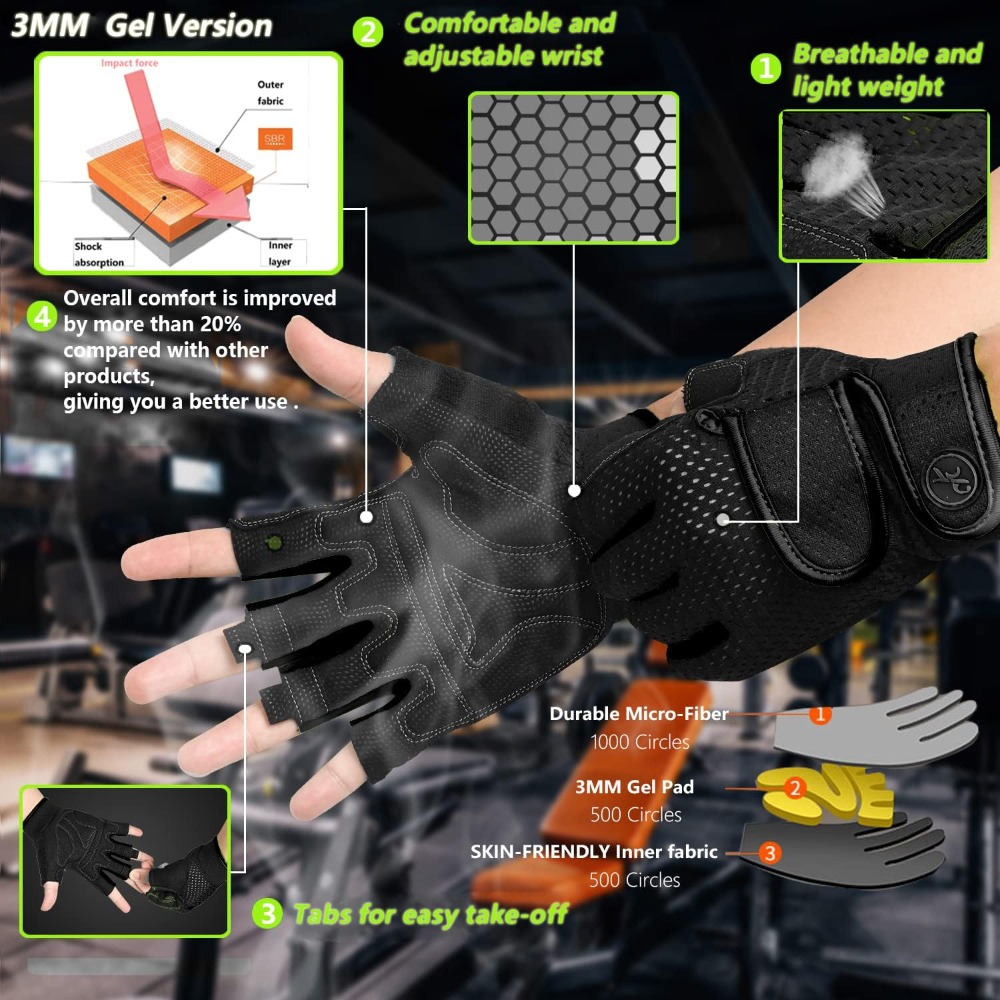 Fingerless Workout Gloves with - Workout Glove Gym ulasan dan harga