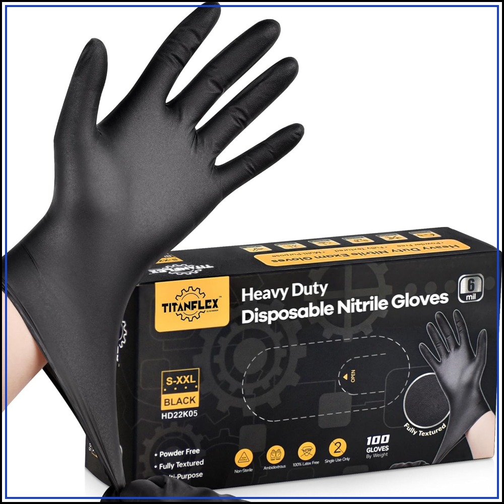 Heavy Duty Black Nitrile Glove - Nitrile Mechanic Glove ulasan dan harga