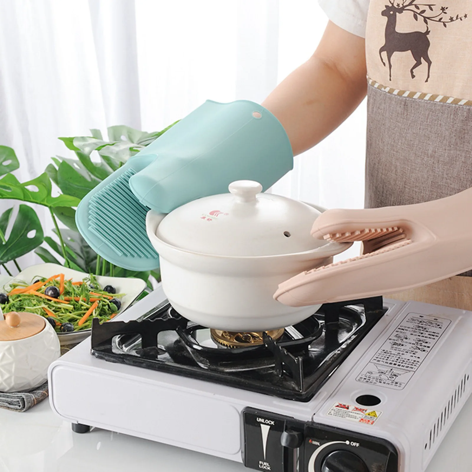 1/2Pcs Long Thickened Oven Glo - Oven Mitt Silicone ulasan dan harga