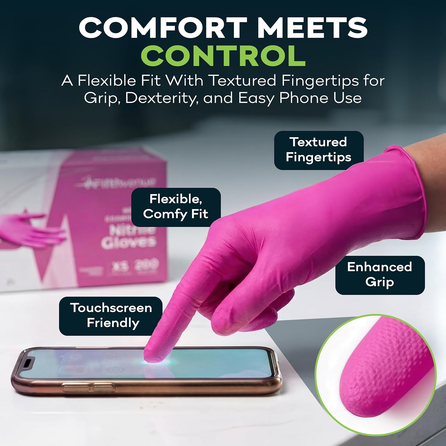 Fuchsia Hot Pink Nitrile Dispo - Exam Glove Nitrile ulasan dan harga