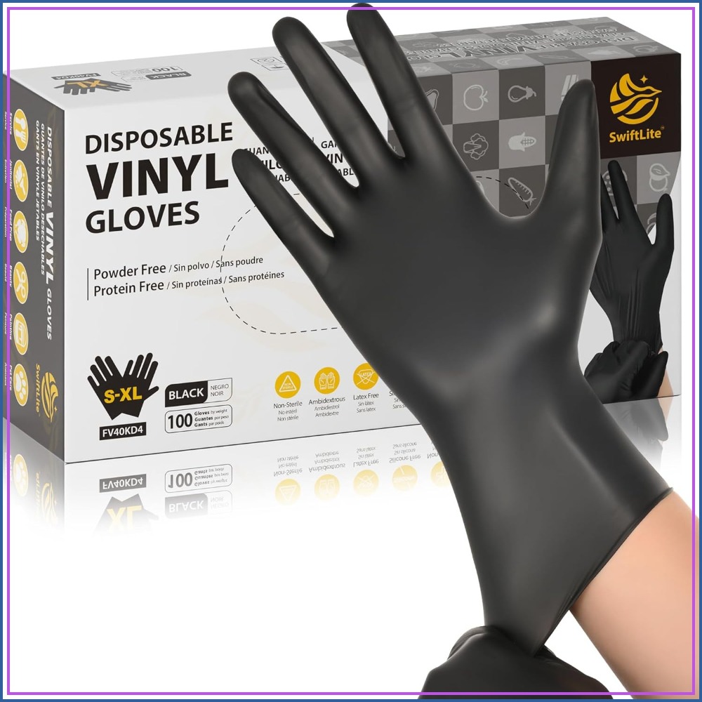 Black Vinyl Gloves, Food Grade - Rubber Glove Cleaning ulasan dan harga