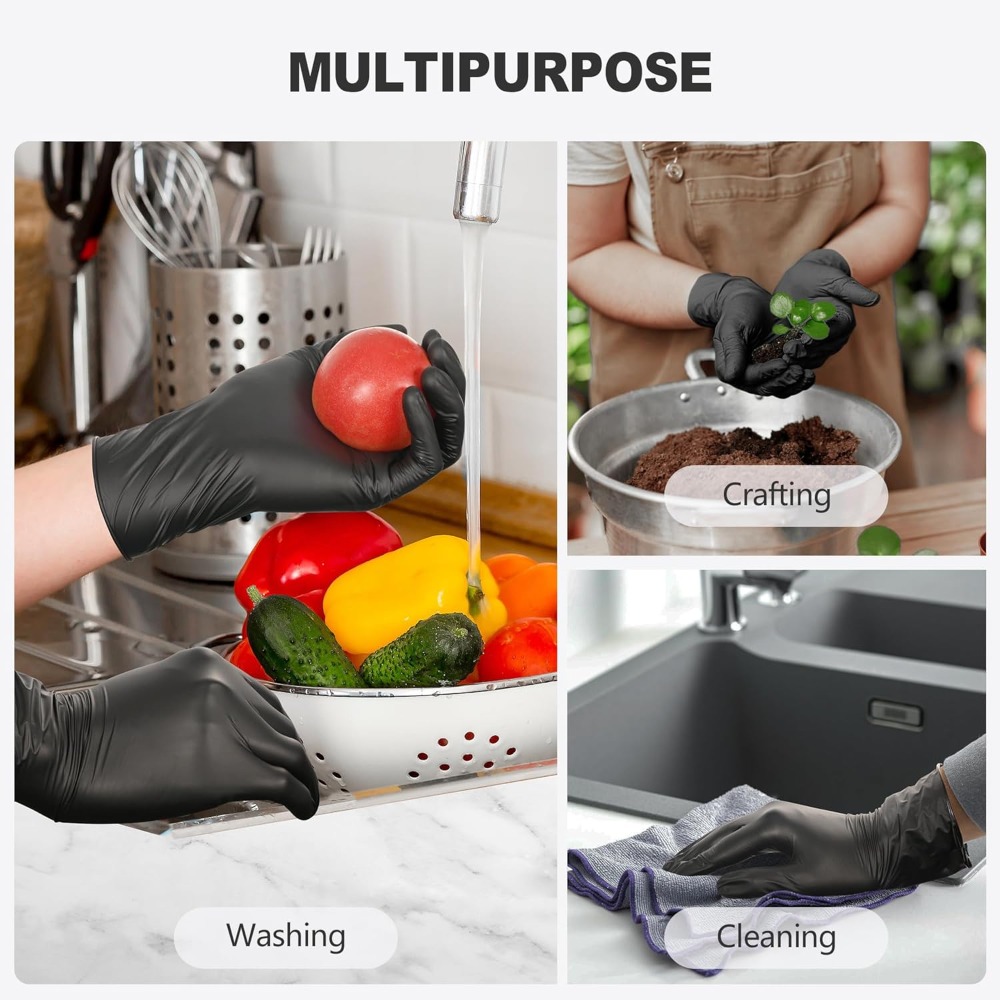 Black Vinyl Gloves, Food Grade - Rubber Glove Cleaning ulasan dan harga