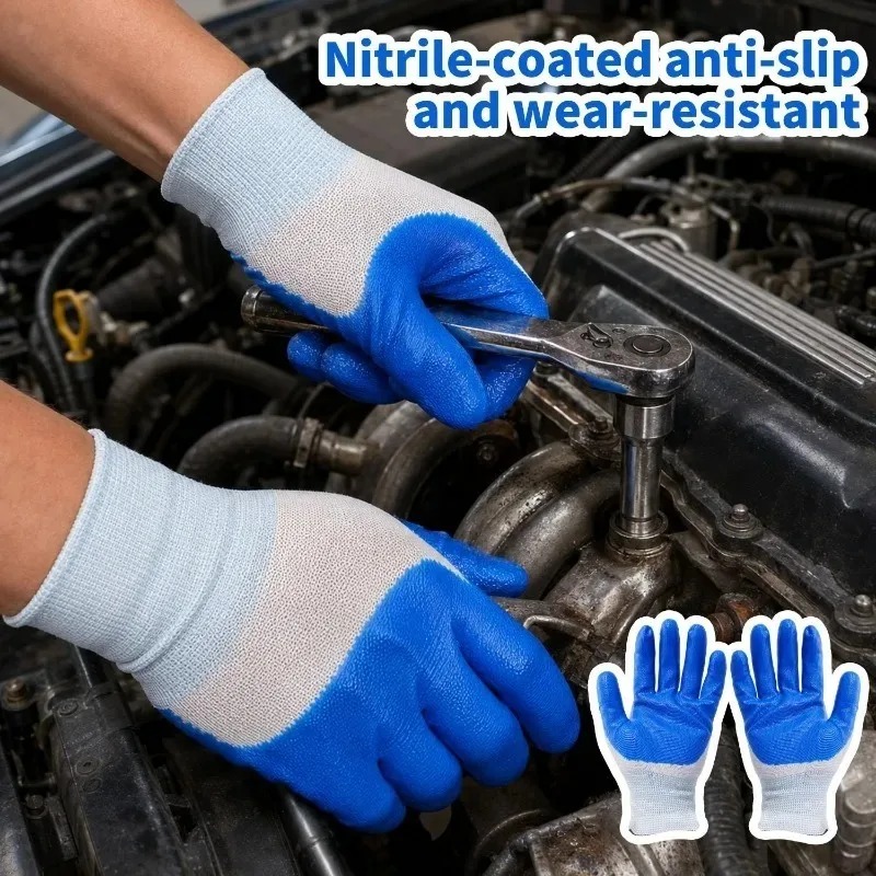 Blue Latex Rubber Nitrile Work - Nitrile Mechanic Glove ulasan dan harga