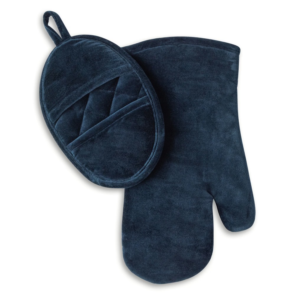 Velvet Blue 2-Piece Kitchen Ov - Heat Resistant Glove ulasan dan harga