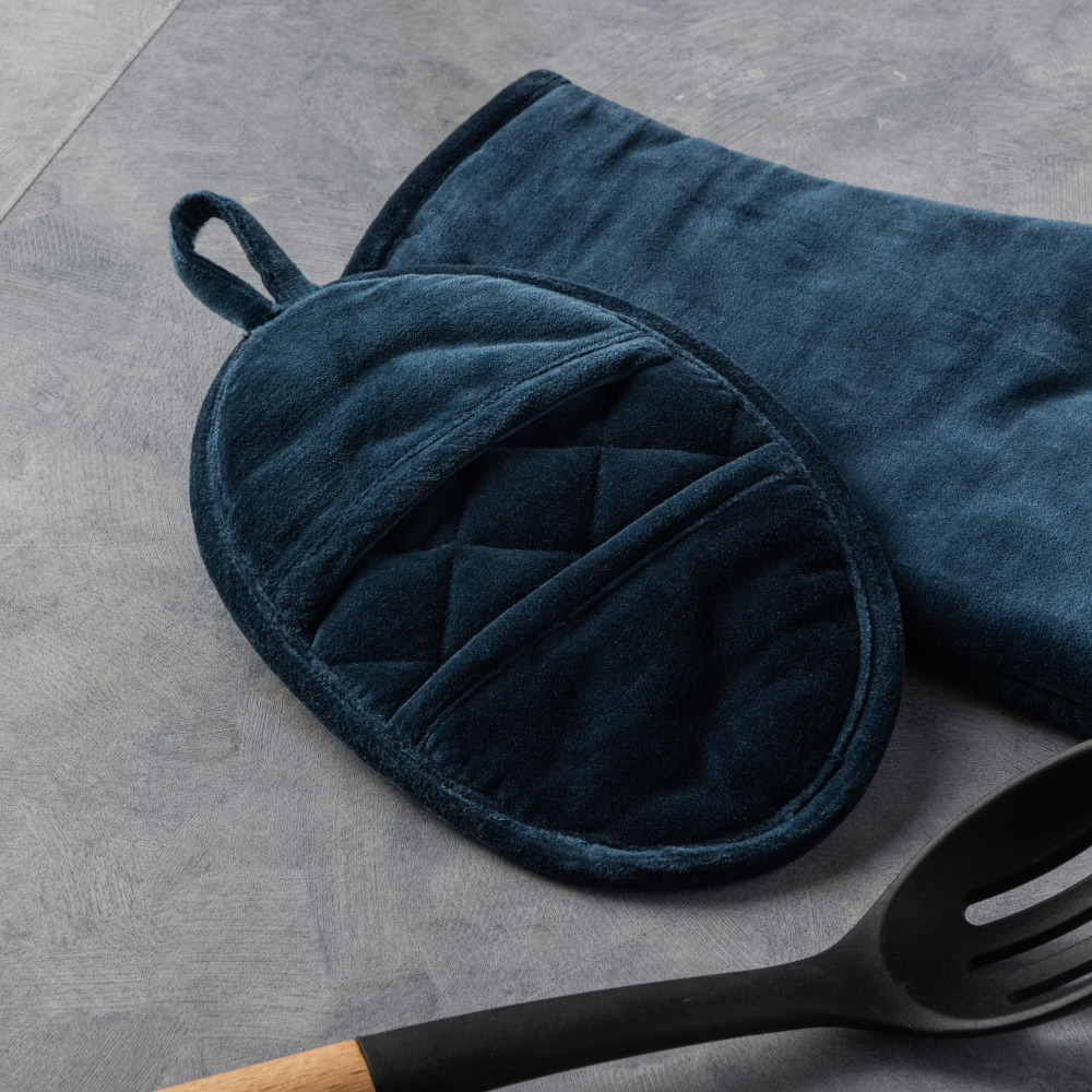 Velvet Blue 2-Piece Kitchen Ov - Heat Resistant Glove ulasan dan harga